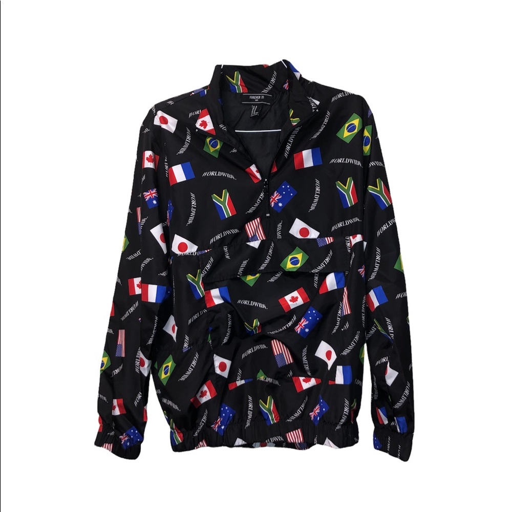 World Flag Quarter Zip Mens